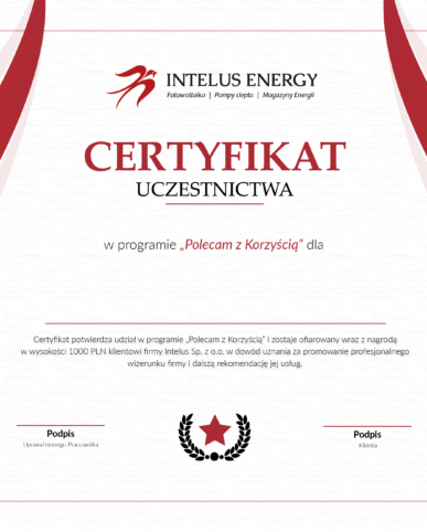 Intelus Certyfikat