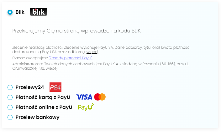 Sklep internetowy wybór płatności idaliashop.pl